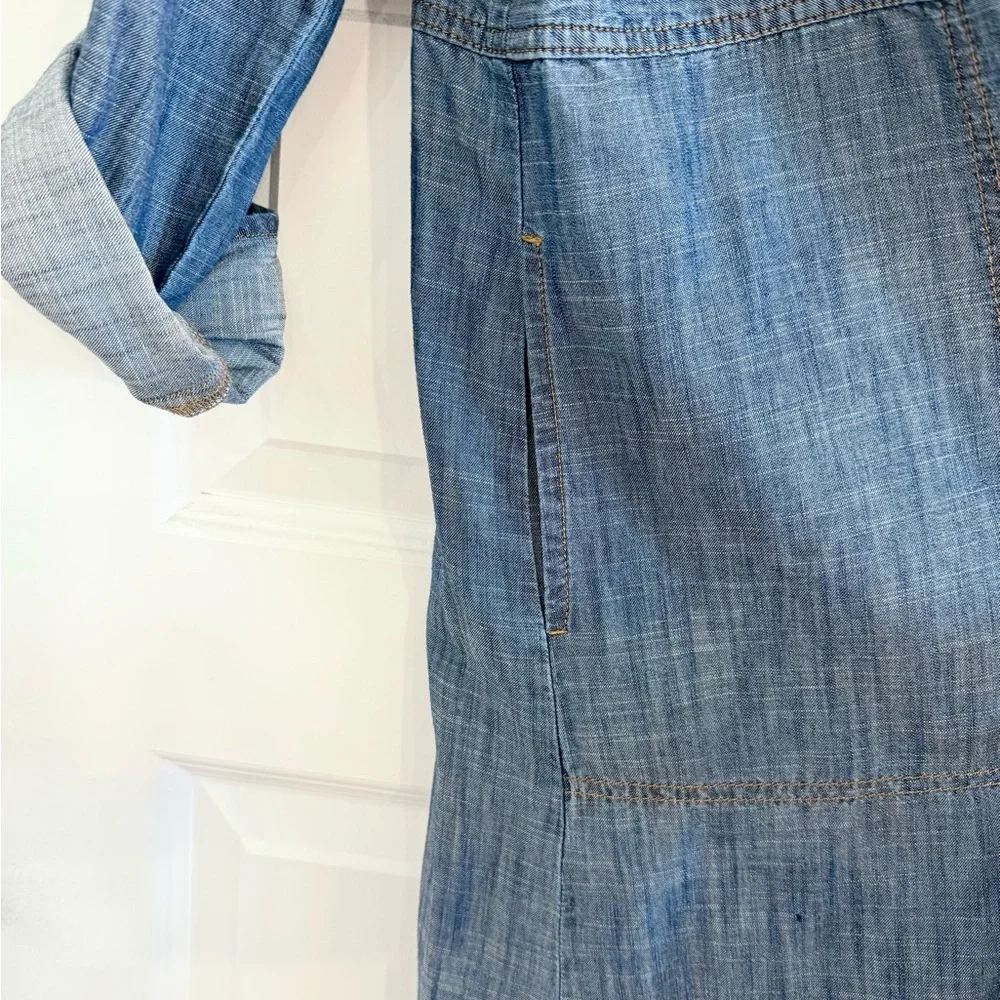 J. Jill Denim Chambray Dress Rolled Sleeve Size M - Picture 9 of 11